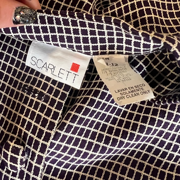 Vintage Two Piece Pants and Top Set Purple and Check Pattern 70s 80s - Picture 6 of 15